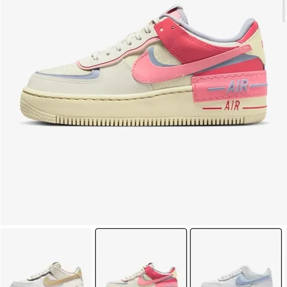 NEVER WORN! Nike Pink and Cream (sail sea coral) Air Force 1 Shadow Sneakers - Picture 3 of 5